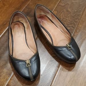 Corso Como Black Leather Zipper Flats